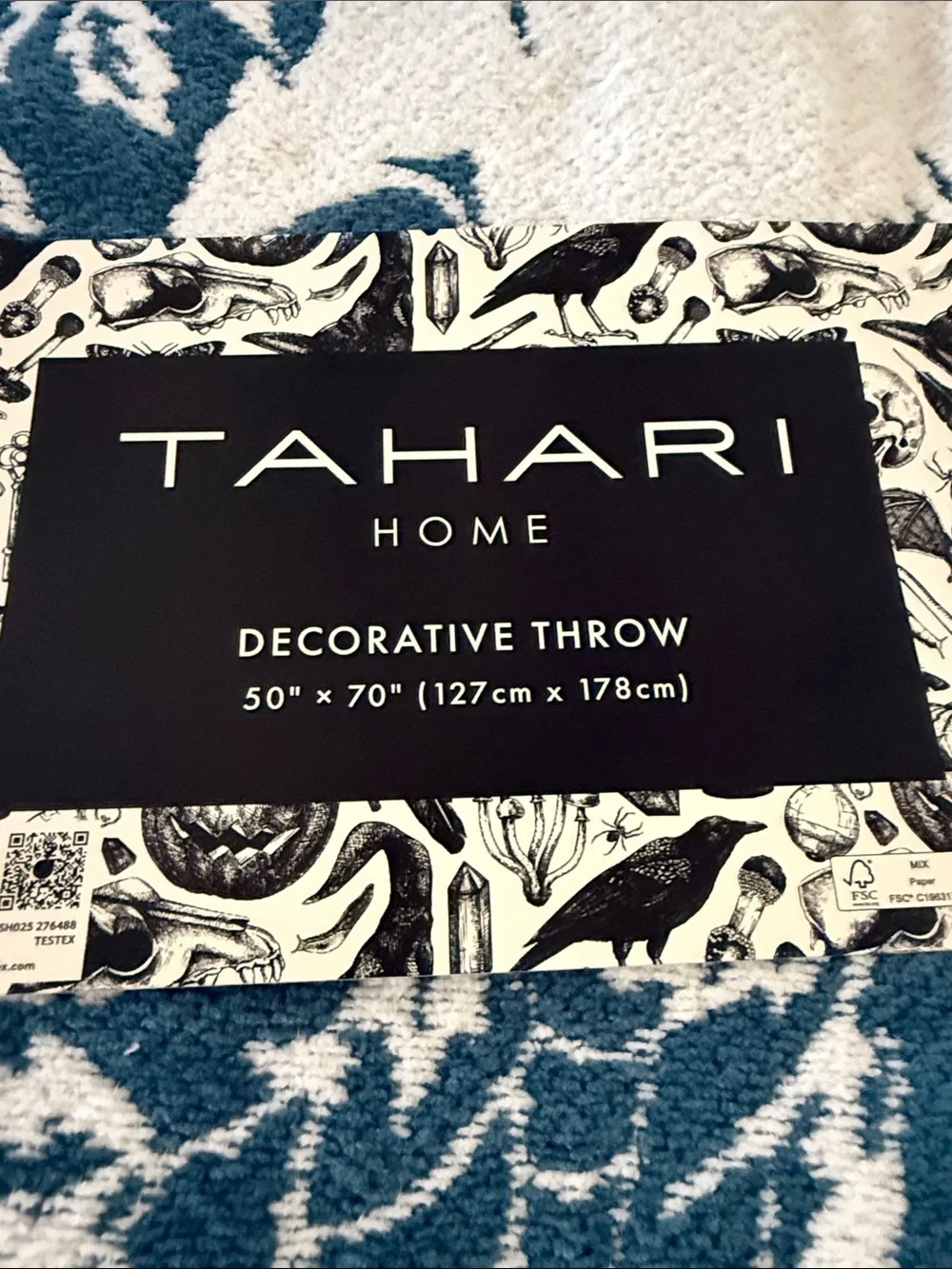 Tahari Halloween teal ghost bats pumpkin blanket